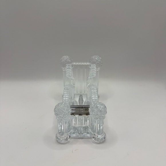 Vintage Clear Glass Lead Crystal Tape Dispenser Desk Accessory - Picture 3 of 8